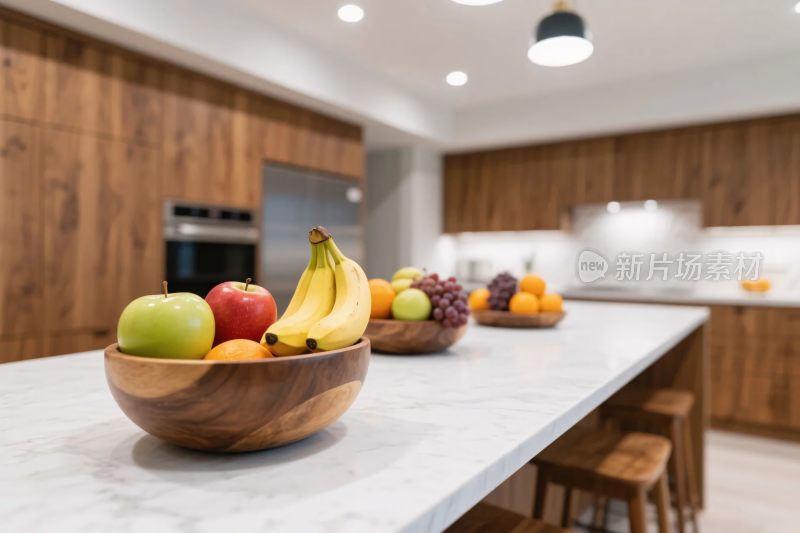 现代厨房水果摆篮场景