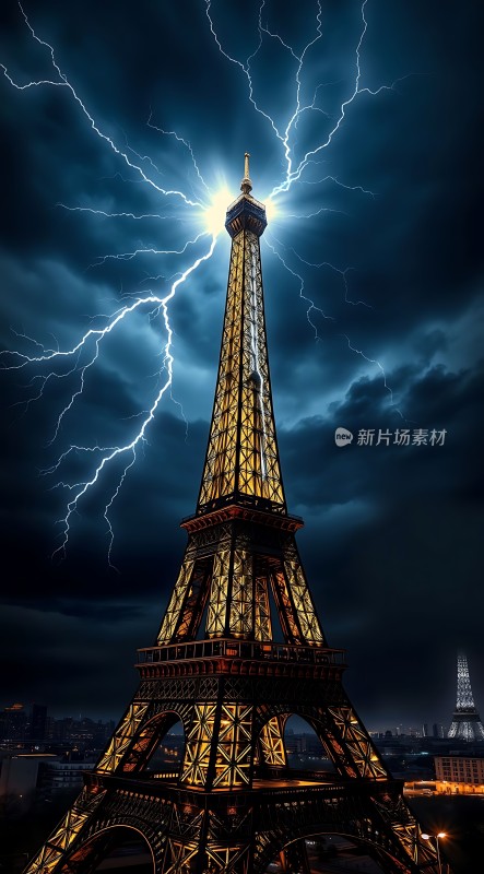 巴黎铁塔闪电之夜