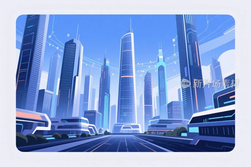 未来城市科幻插画