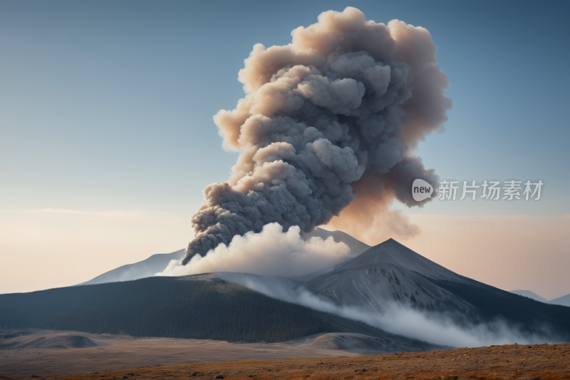 烟雾从山上滚滚而来风光风景图片