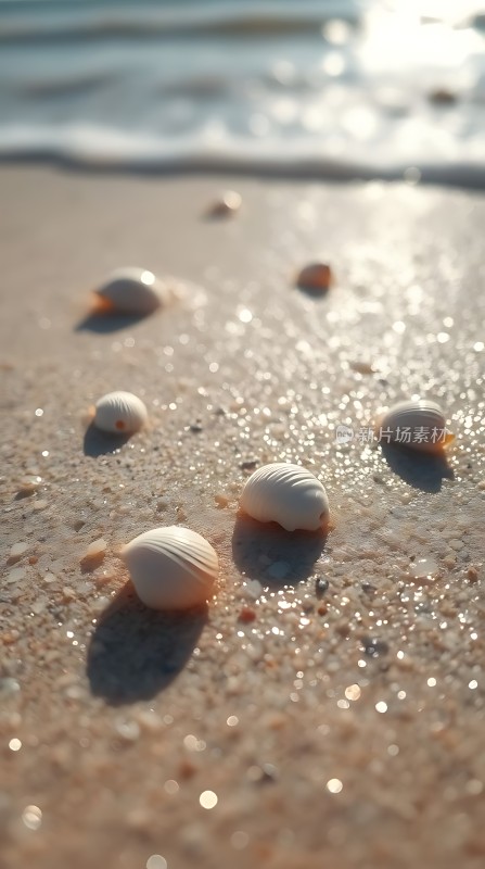 阳光下的贝壳沙滩