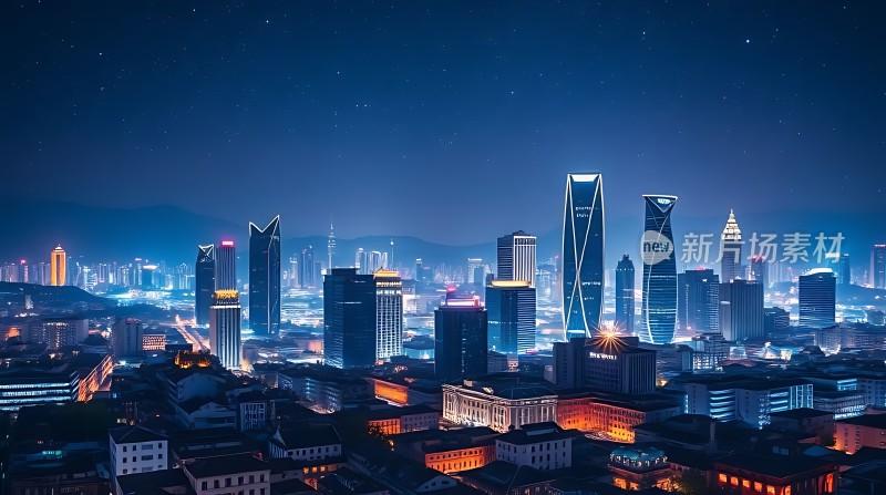 璀璨夜景下的现代都市轮廓
