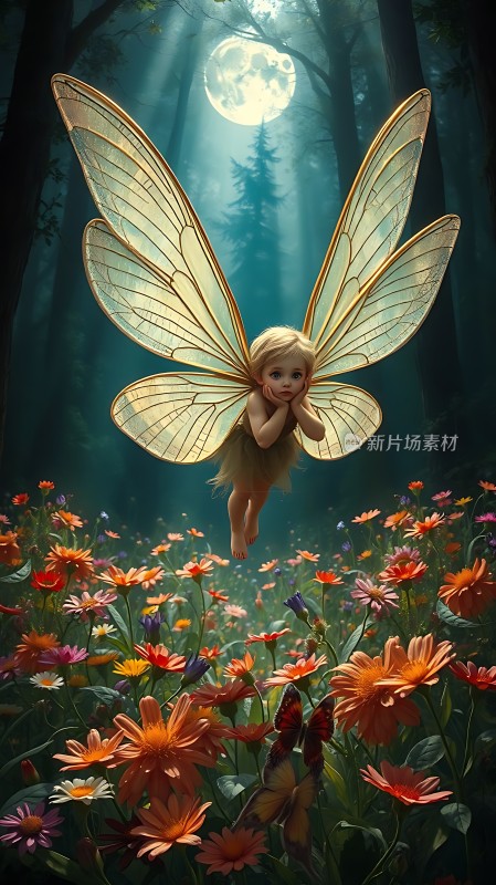 精灵在花丛中飞翔