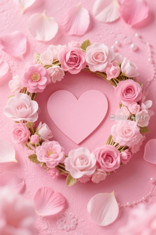 粉色花环爱心装饰图