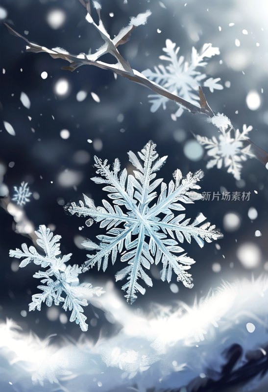 冬日雪花特写