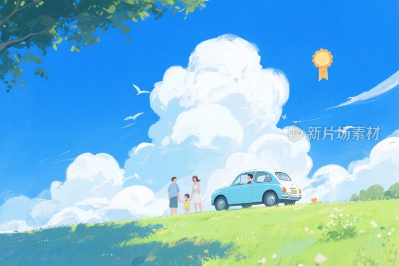 夏日郊外家庭出游