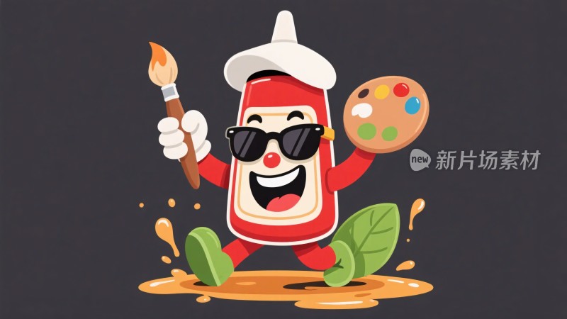 绘画风格的卡通番茄酱形象