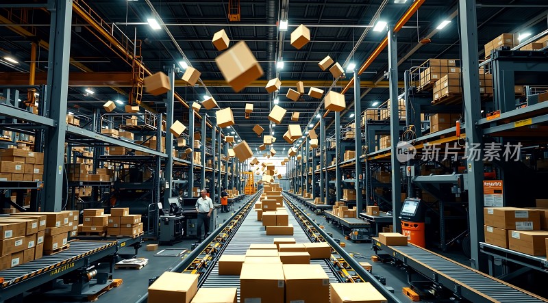 智能物流中心高效搬运货物