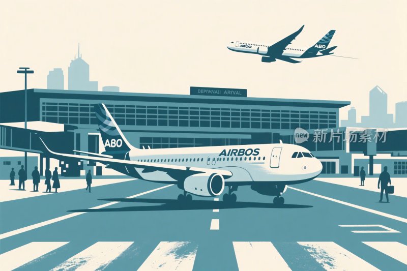 机场插画场景