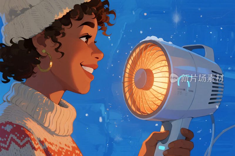 冬日暖风机插画