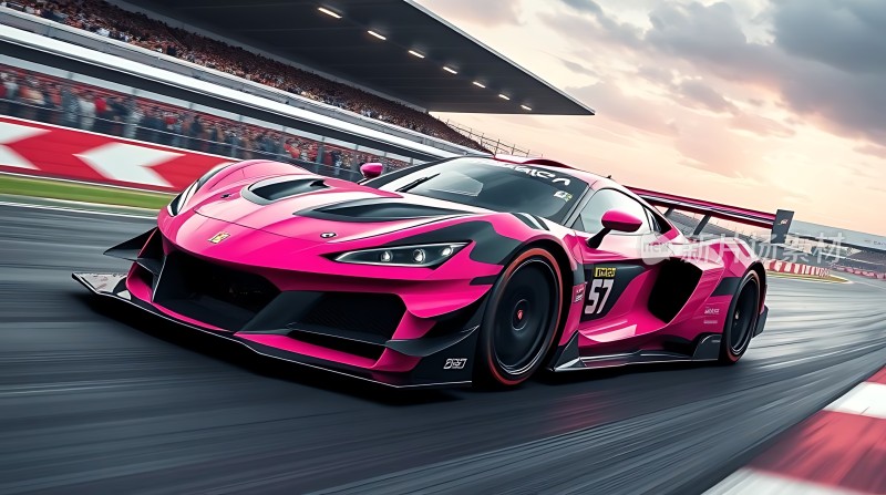 赛道上的粉色赛车