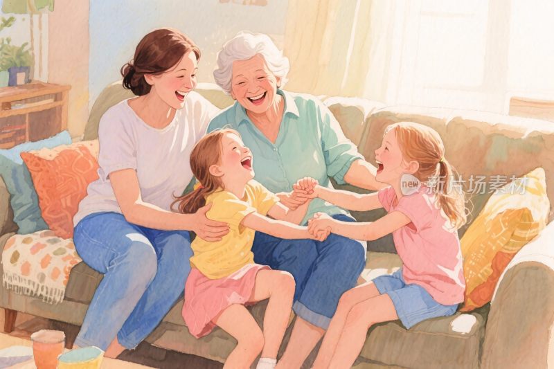 家庭温馨插画