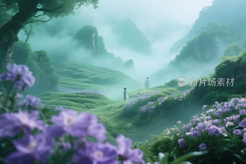 风景山水仙境插画