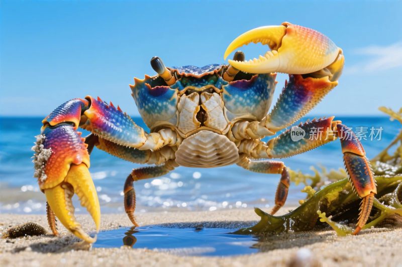 彩色螃蟹海滩场景
