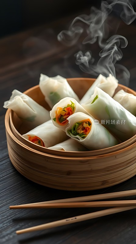 蒸笼春卷美味诱人
