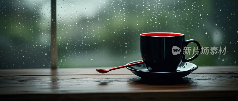 雨天咖啡杯情绪生活商业广告摄影素材