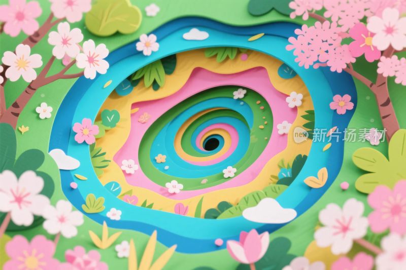 多彩漩涡风景插画