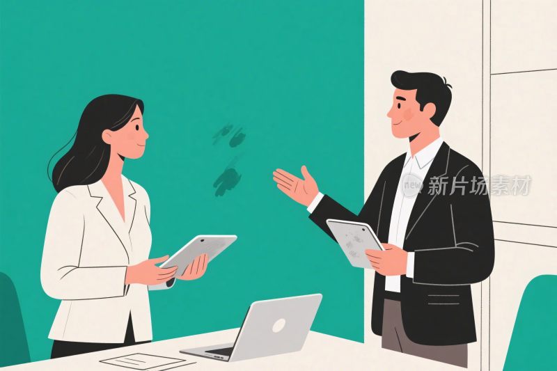 商务洽谈办公插画