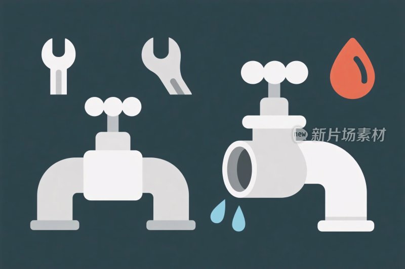水龙头修理插画