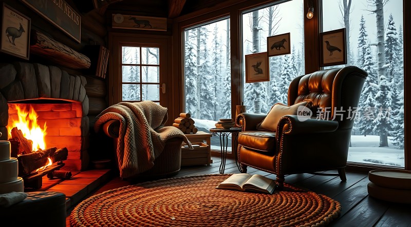冬日暖炉旁的温馨阅读时光