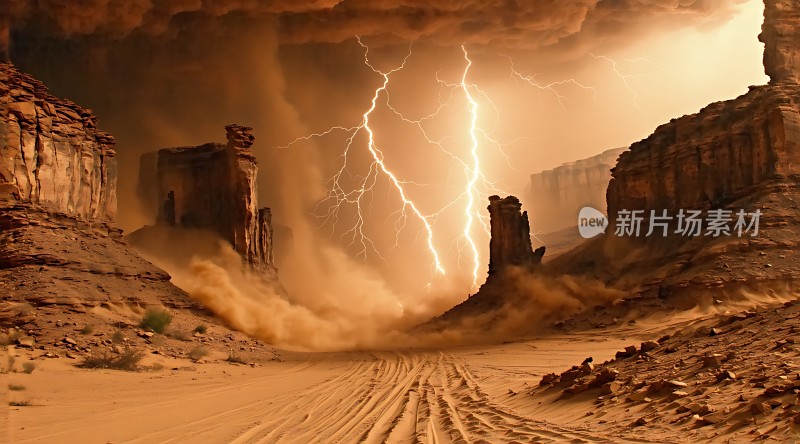 沙漠风暴闪电奇观