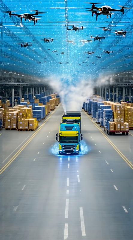 未来物流智能卡车与无人机协同作业