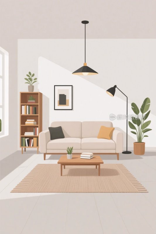 简约客厅装饰插画
