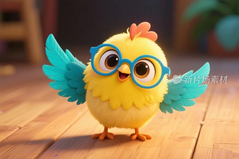 卡通小鸡戴眼镜