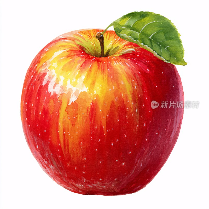 水彩画红苹果