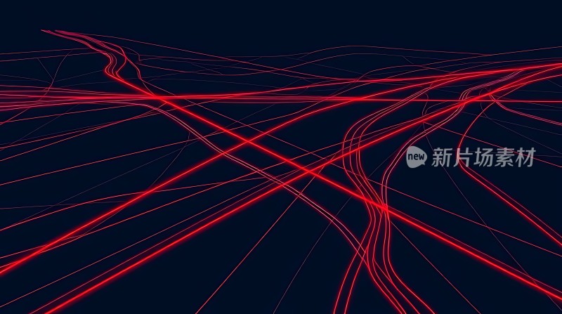 红色光束交织的神秘夜空