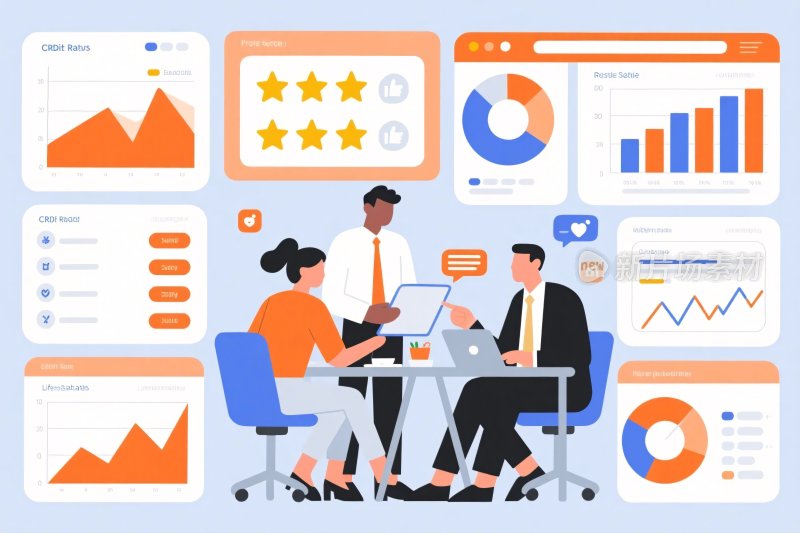 商务数据分析会议插画