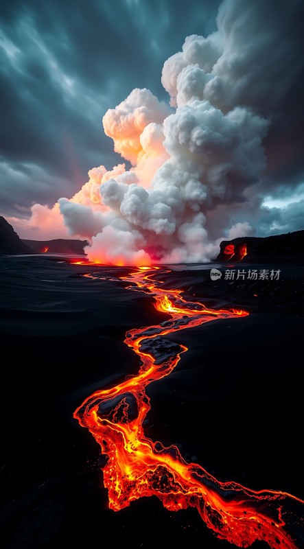 熔岩涌动火山喷发震撼自然奇观！
