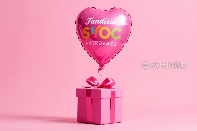 粉色气球礼盒装饰
