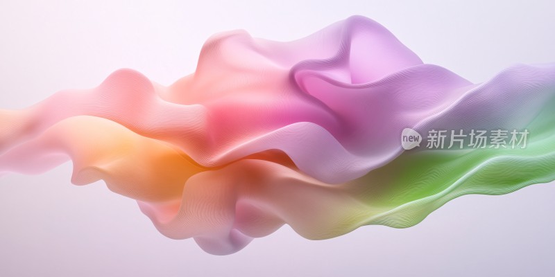 彩色飘动丝绸状抽象画面