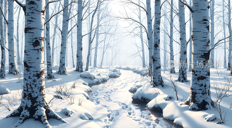 雪地小径上的足迹