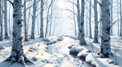 雪地小径上的足迹 雪地小径上的足迹