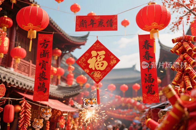 春节传统喜庆场景