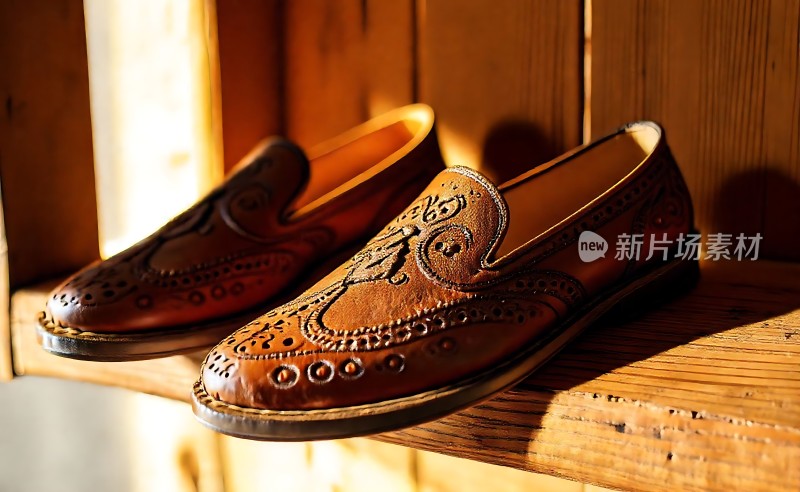 新片场素材 精致雕花皮鞋
