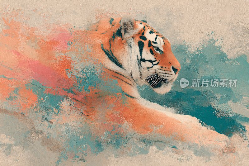 水彩风格的老虎插画