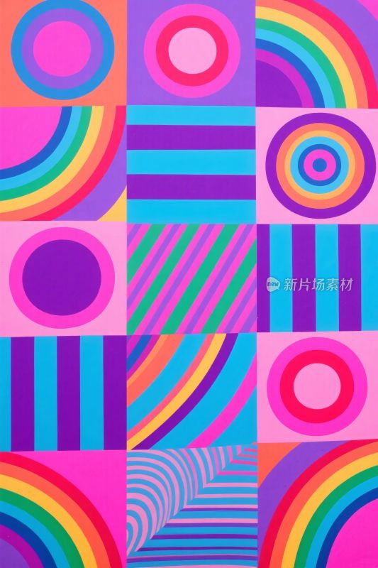 多彩几何图案插画