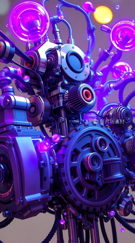 紫色机械装置的艺术设计图