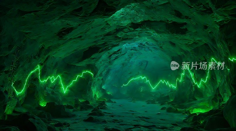 神秘洞穴中的绿色光芒