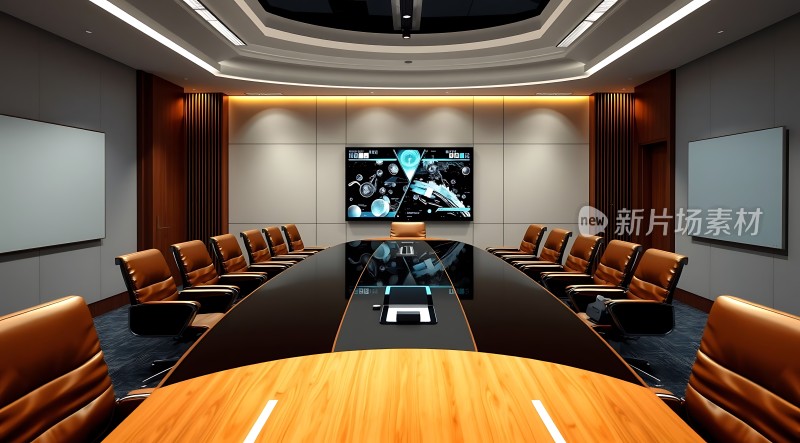 现代会议室科技感十足适合商务洽谈与合作