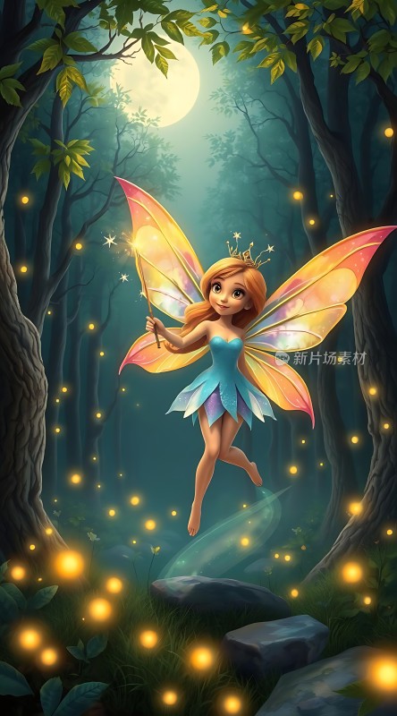 精灵在月光下的森林中起舞