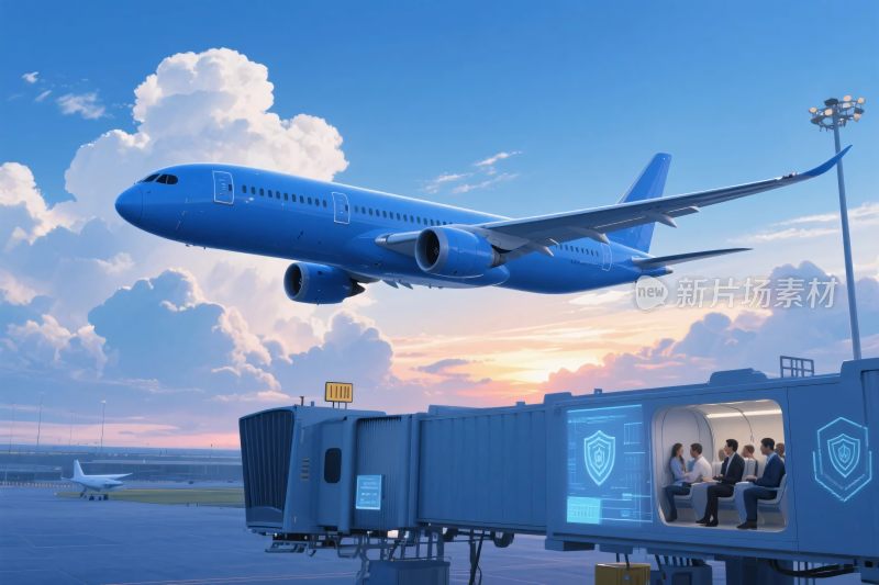 机场飞机与登机场景画面