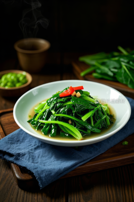 清炒菠菜中国传统经典美食中式家常美味食物