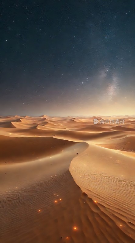 金色沙丘上的繁星夜空