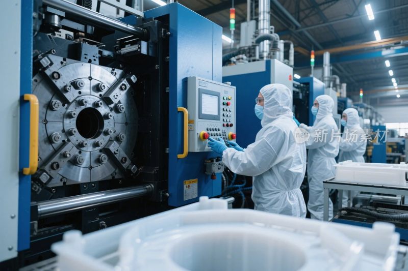 工厂内工人操作机械设备