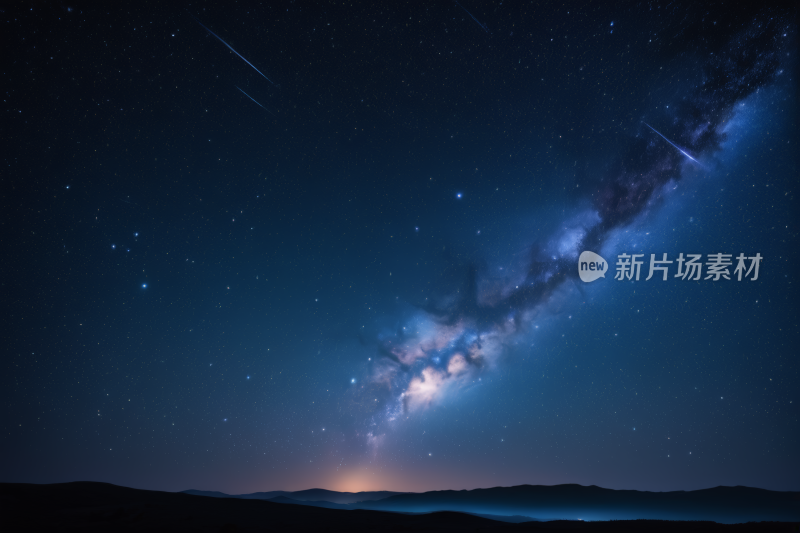 星空夜空一颗明亮的星星和一颗流星背景图片