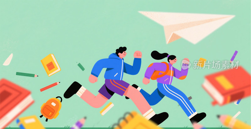 青春活力校园开学季插画